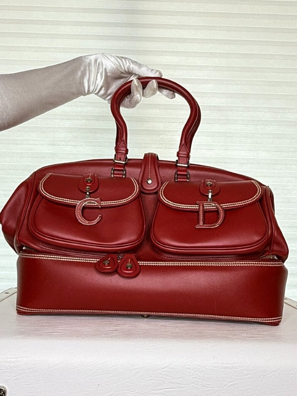 Christian Dior Large Detective Red Leather Bag 2005 John Galliano